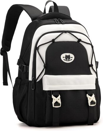 Рюкзак Tanou для школи, 30L, нейлон, для дівчаток 3-9 класів, з тролейовою петлею та брелоком, чорний