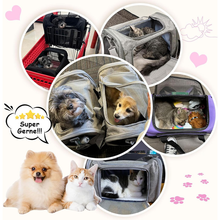 Транспортна сумка для кота/собаки до 5 кг, рожева, 43x28x28 см