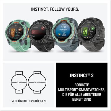 Розумний годинник Garmin Instinct 3 45mm AMOLED з GPS, 1.2' дисплеєм, до 18 днів роботи, 80+ спортивних функцій, Health Coach, LED-ліхтарик