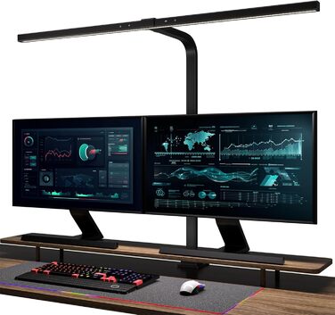 LED лампа настільна з авторегулюванням яскравості, 80 см, кріплення-прищіпка, регулювання колірної температури, захист для очей, денне світло, таймер, матовий чорний