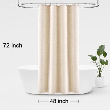 Шторка для душу Awellife з льону, стиль бохо, сільський дім, 183x183 см, кремовий колір