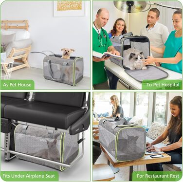 Транспортний бокс для котів Lannvan, до 6,5 кг, складаний, з м'яким підкладом, для собак та котів, сірий (45x30x30 см)