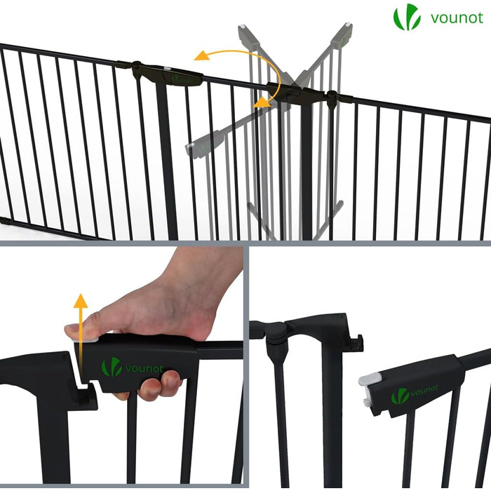 Захисне ґратка для каміну Vounot 375см з дверцятами, металева, для дітей, чорна