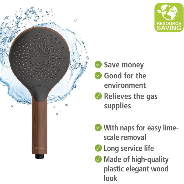 Watersaving Showerhead Wood