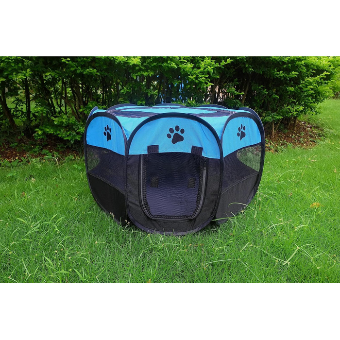 Переносне вольєр для тварин, складаний вольєр для собак та котів, кроликів, тренувальний намет для домашніх тварин, для використання в приміщенні та на вулиці, блакитний (72,9 x 72,9 x 40,6 см)