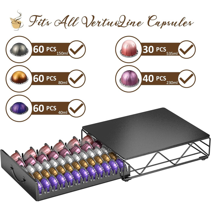 Тримач для капсул кави Nespresso Vertuo та Dolce Gusto на 50 капсул, металевий, для Nespresso машина (Vertuo 40)