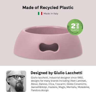 Миска для собак UNITED PETS Pappy, екологічна, зроблена в Італії, 1100 мл (Рожева, S)