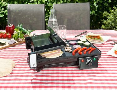 Rosenstein & Söhne 2-in-1 Electric Table Grill with Contact Grill & Grill Plate - 2000W
