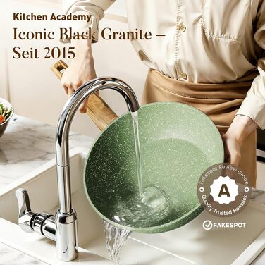 Набір гранітних каструль та сковорідок Kitchen Academy для індукційних плит, 30 предметів, зелений