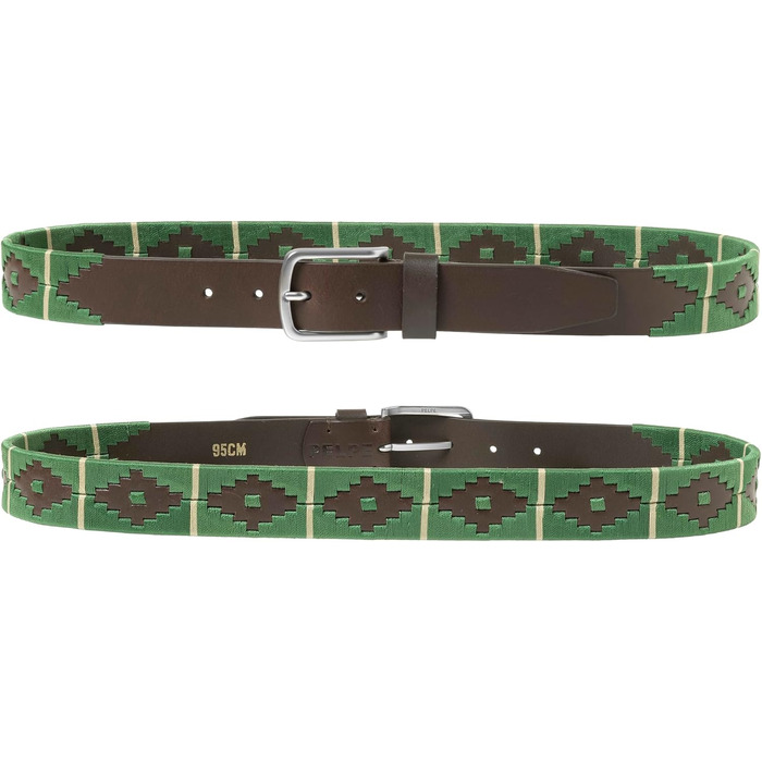 Аргентинський шкіряний ремінь з шнуром та шкіряним браслетом. Шкіряний ремінь з вишивкою для чоловіків та жінок. Аргентинські пояси (зелено-бежевий, 115)