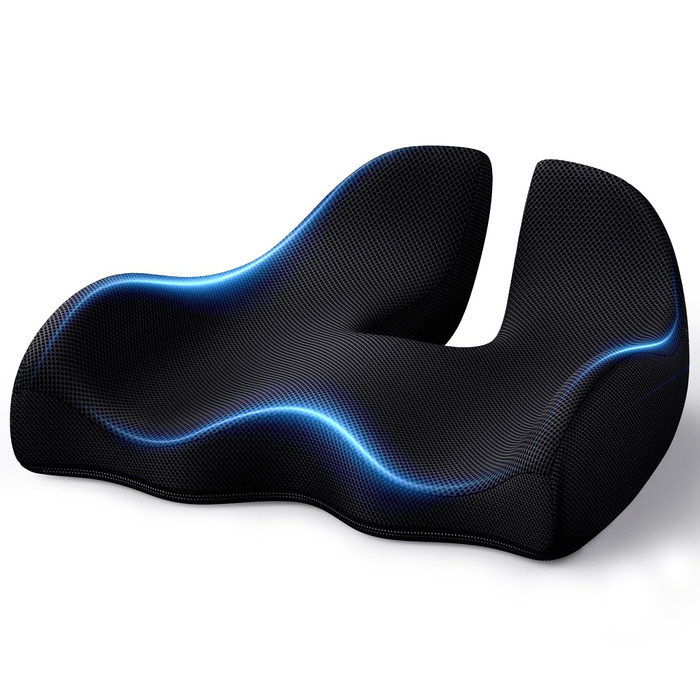 Подушка для сидіння Benazcap для полегшення болю, ергономічна U-подібна форма для офісного крісла, автокрісла, геймерського крісла, інвалідного візка, чорна