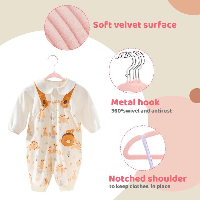 Набір вешалок для дитячого одягу ManGotree з оксамитовим покриттям (30 шт.)