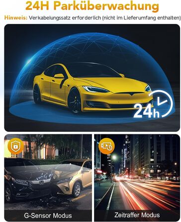 Відеореєстратор GKU 4K Auto з Wi-Fi, 170° кут огляду, Нічне бачення, WDR, 24H паркування, G-сенсор, в комплекті SD-карта 64GB, Чорний