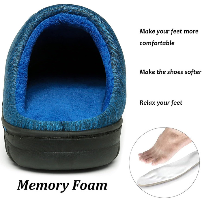 Тапочки зимові для дому жіночі/чоловічі ChayChax, тепла піна пам'яті, бавовна, блакитні (42/43 EU)