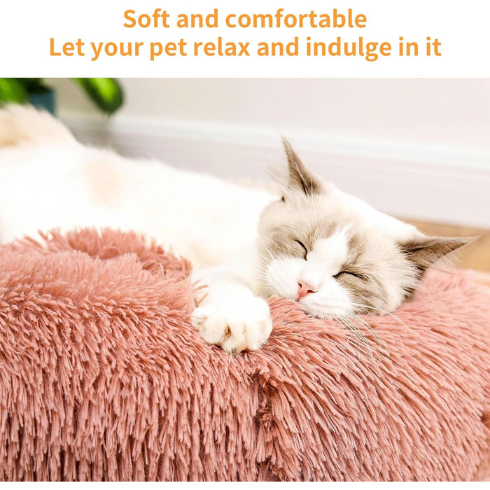 Килимок для кота/собаки 50 см: м'який, плюшевий, круглий, з антиковзаючою основою, легко миється. Колір: темно-сірий/рожевий