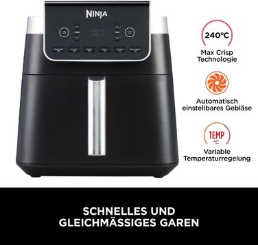 Фритюрниця повітряна Ninja Air Fryer MAX PRO 6.2L, сіра, AF180EU