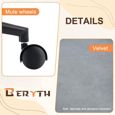 Офісний стілець для дому та офісу до 136 кг, обертовий, оксамитовий, з підлокітниками та колесами, ергономічний, зручний для жінок та дівчат, регульована висота, спальня, домашній офіс (Сірий, Оксамит)