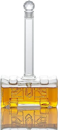Whiskey Decanter, Handmade Thor's Hammer Decanter, Transparent Creative Whisky Carafe Drink Dispenser For Wine, Brandy, Bourbon, Scotch And Schnapps 400ml