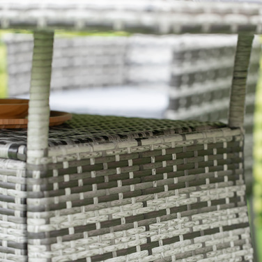 Столовий набір Outsunny з ротангу Polyrattan, скляний стіл 150x85x74 см із захисним склом сірого та чорного кольорів для саду, балкону, тераси