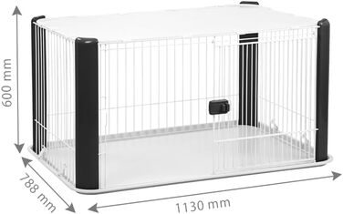 Вольєр для цуценят Iris Ohyama з замком та знімним дахом, білий, 113x79x60 см. Підходить для собак та котів, для використання в приміщенні та на вулиці