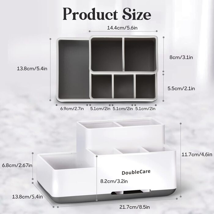 Тримач для зубних щіток електричної, знімний, пластиковий, багатофункціональний. Підходить для зубної пасти, бритви. Легко чистити, білий, темно-сірий