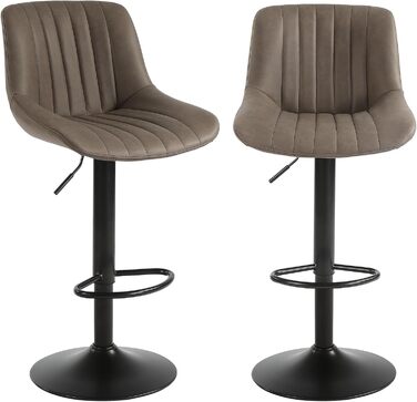 Youhauchair 2-Piece Swivel Bar Stools with Backrest - Adjustable Height PU Leather Bar Stools for Kitchen & Bar - Brown