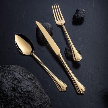 Нержавіюча сталева стололова посуд: набір 24 шт. на 6 осіб - елегантний набір для щоденного використання та особливих випадків, стійкий до корозії