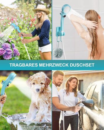 AUTOPkio Camping Shower with Battery, Upgraded Camping Shower 4500mAh Rechargeable Pump, IPX7 Waterproof for Camping, Outdoors, Hiking, Car Washing, Pets