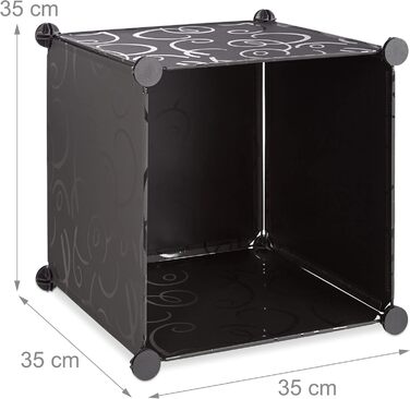 Relaxdays Modular Clothes Rack with 12 Compartments, Large Plastic Wardrobe, 145.5 x 145.5 cm, White (Black)