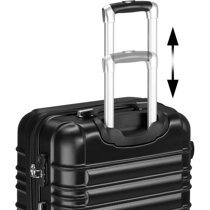 Набір валіз Zelsius 4 шт., чорний | ABS, з кодовим замком, 4 колеса, внутрішній роздільник | Ручна валіза, набір валіз, тріліон, велика валіза
