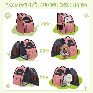 Рюкзак для собак і котів ALLSOPETS - зручний та дихаючий, з безпечним гачком. Ідеально для подорожей, прогулянок та перевезення цуценят. Рожевий колір.