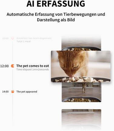 Автоматичний годівниця для котів та собак PETKIT з камерою та AI, 5л, 1-10 прийомів їжі/день, 1-30 порцій