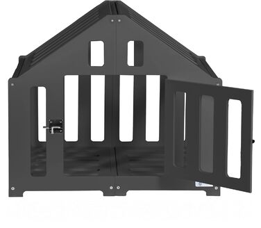 Будка для собак з дерева, клітка для собак із замком, вольєр для тварин, чорна (74 x 53 x 64 см)