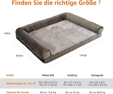 Amazon Basics Foam Dog and Pet Bed with Removable Cover, Gray, (L x W x H) (U-shaped Sofa - Brown, 112 x 89 x 20 cm)