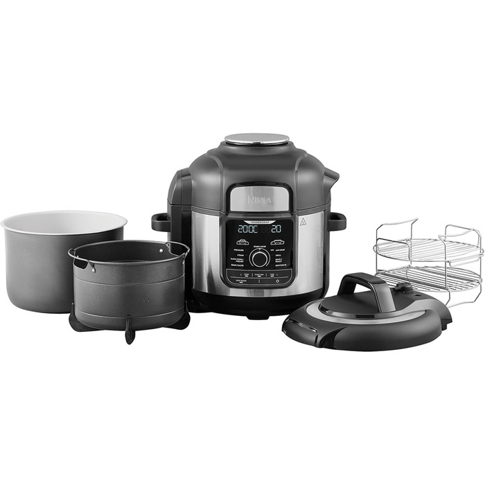 Ninja Foodi MAX Multi-Cooker, 7.5L, 9-in-1 Multi-Cooker, Pressure Cooker (Fast Cooking), Air Fryer (Hot Air Frying), Slow Cooker (Slow Cooking), Grilling and more, Brushed Steel & Black, OP500EU