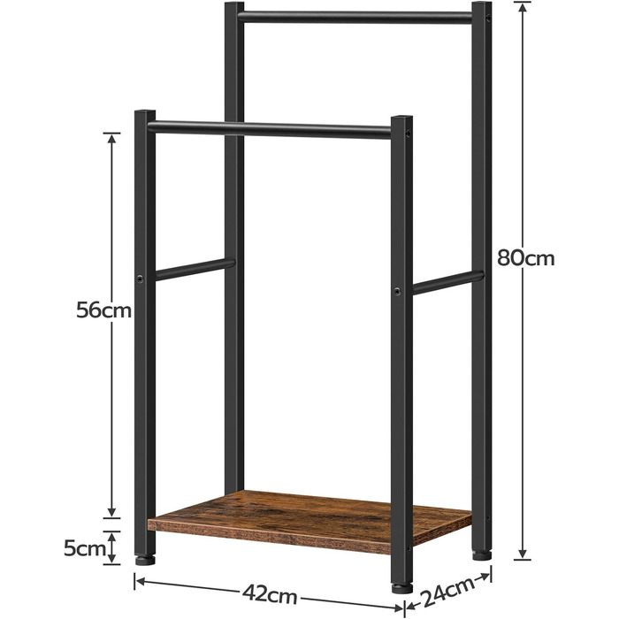 HOOBRO Тримач для рушників, підставка для рушників, рейли для рушників стоячі з 2 перекладинами, для рушників, одягу, ковдр, газет, економія місця, стабільний, білий та натуральний колір EWN02LB01 Білий + Натуральний (Темно-коричневий + Чорний)
