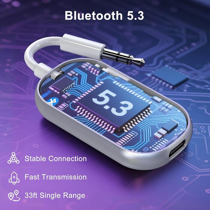 Bluetooth 5.3 адаптер 2-в-1: передавач та приймач аудіосигналу, білий