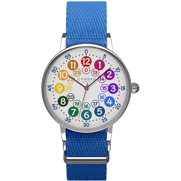 Cander Berlin MNU 1009 Silent Kinderwecker (children's alarm clock) and MNA 1030 J blue wristwatch, learning clock silent children's clock light snooze table clock alarm clock children lighting quiet snooze girls boys