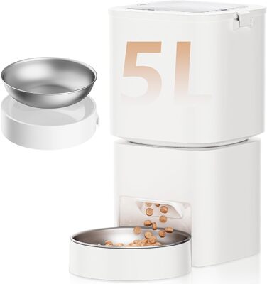Автомат для годування котів та собак, 5л, розумний, білий. Програмоване годування 1-10 разів на день.