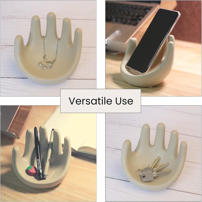 MIAJO Hand Shelf Decoration, Beige Ceramic Sculpture, Boho Shelf Decor, Hand Holder for Jewelry, Smartphone, Keys, Pen and Pencils, Knick-Knacks, Cute Home Decor