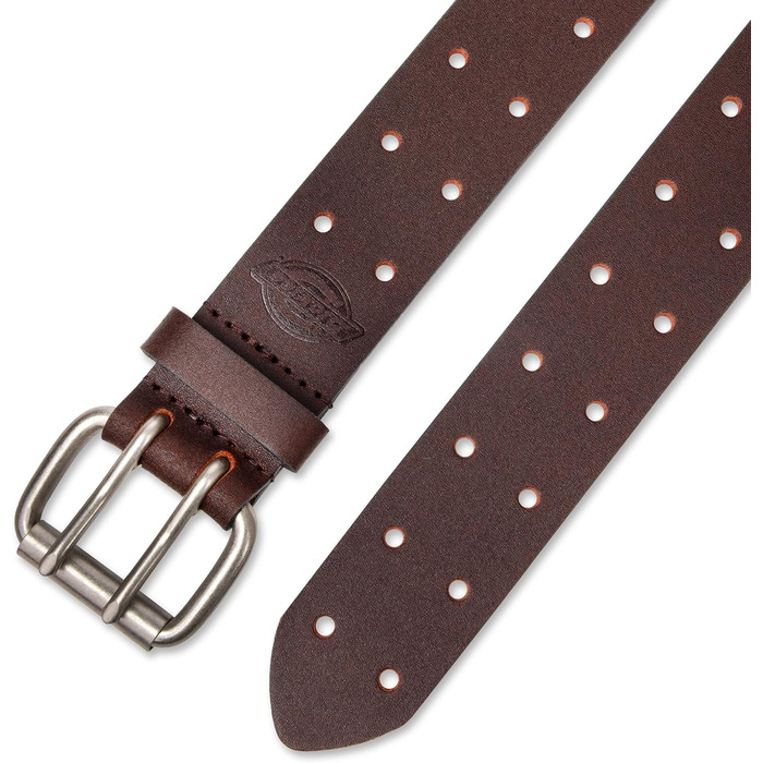 Чоловічий шкіряний ремінь Dickies з подвійними зубцями, колір коричневий (розмір 38)