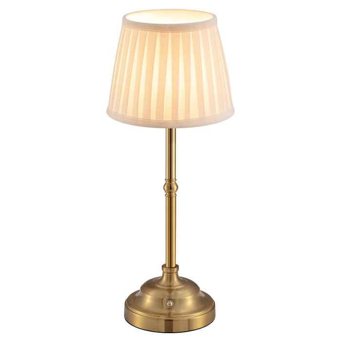 Світлодіодна настільна лампа бездротова, димована вінтажна нічна лампа, ретро акумуляторна лампа 4000mAh, для дому, бару, вітальні (Золото + Бежевий абажур)