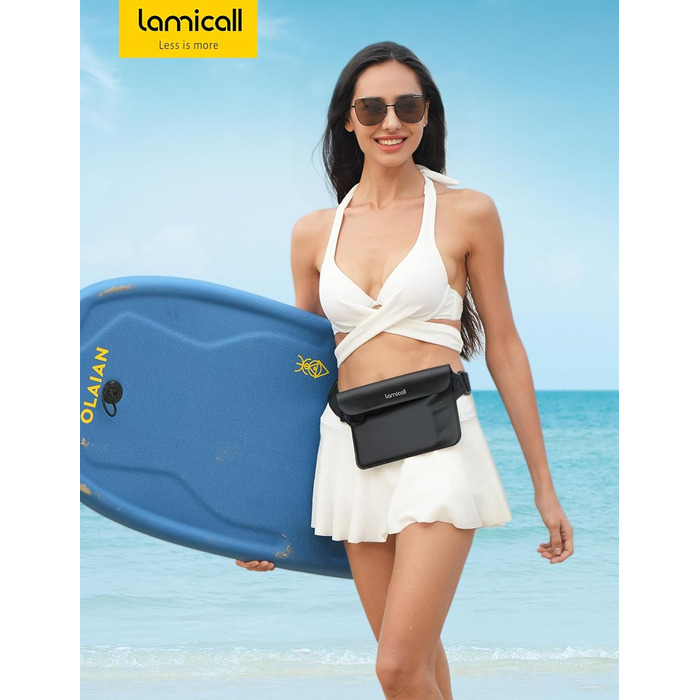 Водонепроникна сумка Lamicall [2 шт.] - водонепроникний поясний мішок з регульованим ремінцем, IPX8, для водного спорту, плавання, пляжу, катання на човнах - чорний