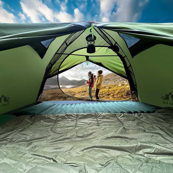 Намет Night Cat Camping для 2 осіб: Водонепроникний, легкий, 3 сезони, з тамбуром, зелений
