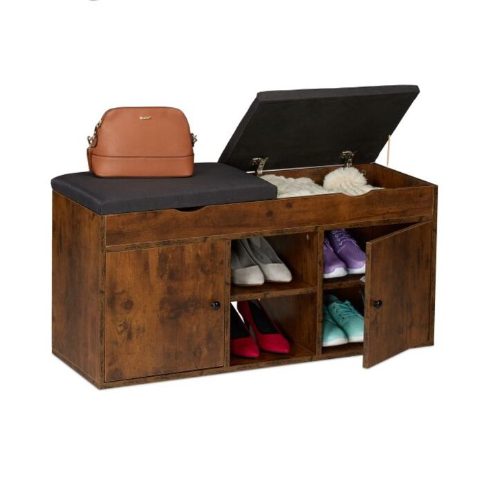 Shoe Bench with Folding Seat