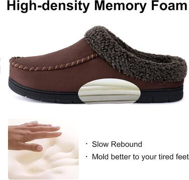 Чоловічі тапочки-сліпони ULTRAIDEAS з меморі-піною та м'якою підкладкою, замшеві домашні тапочки-мулі з антиковзкою підошвою, Кофе, 10/11 UK