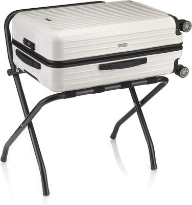 CARO-Furniture Suitcase Stand Suite with Wall Protection, Suitcase Rack, Suitcase Storage, Metal, Black, Folding