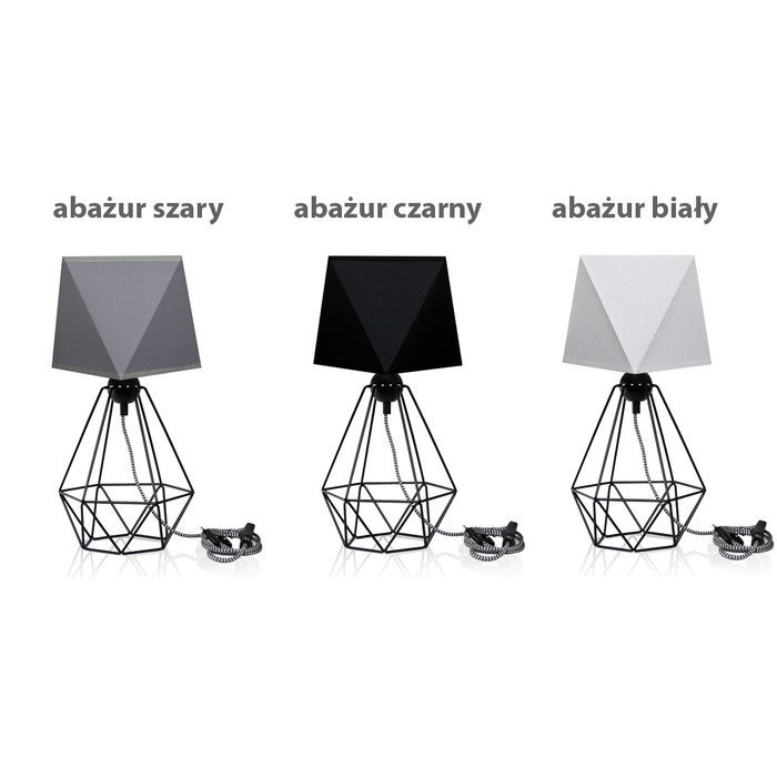 Настільна лампа JasnoCiemno DIAMOND 3D, чорна, 60 Вт