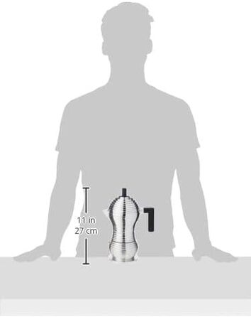 Кавоварка Alessi Pulcina, чорна, алюміній, 5.4 x 14.5 x 33.5 см, на 6 чашок