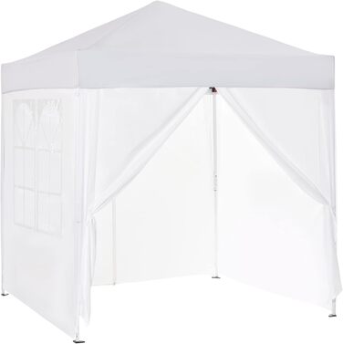 Outsunny 2x2m (6.6ft x 6.6ft) Waterproof Pavilion, Pop-up Folding Canopy with 4 Side Walls, Drain Holes Windows, Foldable Party Tent UV 30+, Garden Tent with Carry Bag, Garden Pavilion for Patio, White
